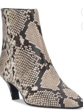 INC International Concepts Taupe and Black Snake-Print Pointed Ankle Boot